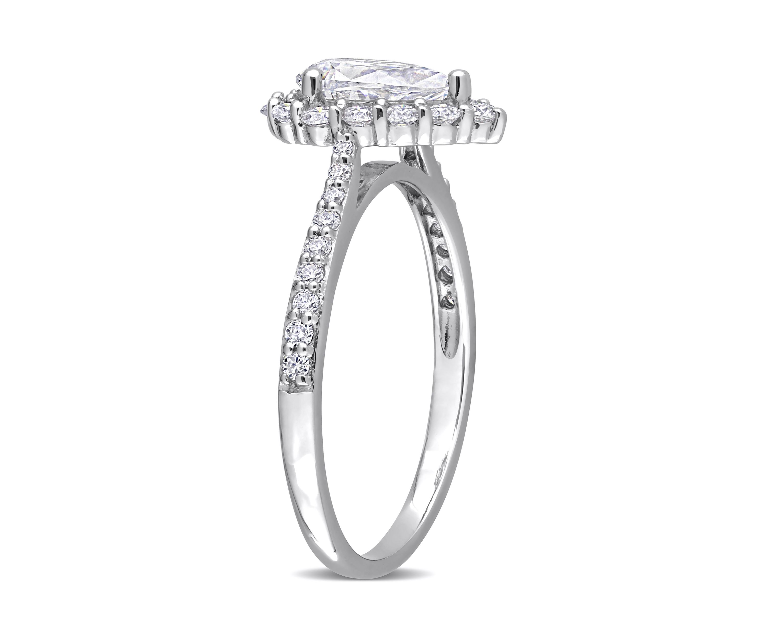 1.37 ct. t.w. Created Moissanite Teardrop Halo Engagement Ring in Sterling Silver