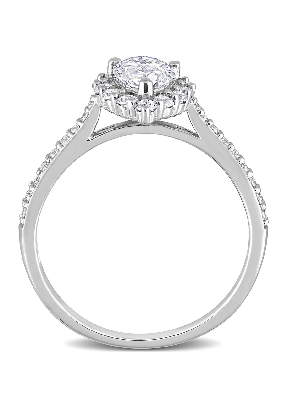 1.37 ct. t.w. Created Moissanite Teardrop Halo Engagement Ring in Sterling Silver