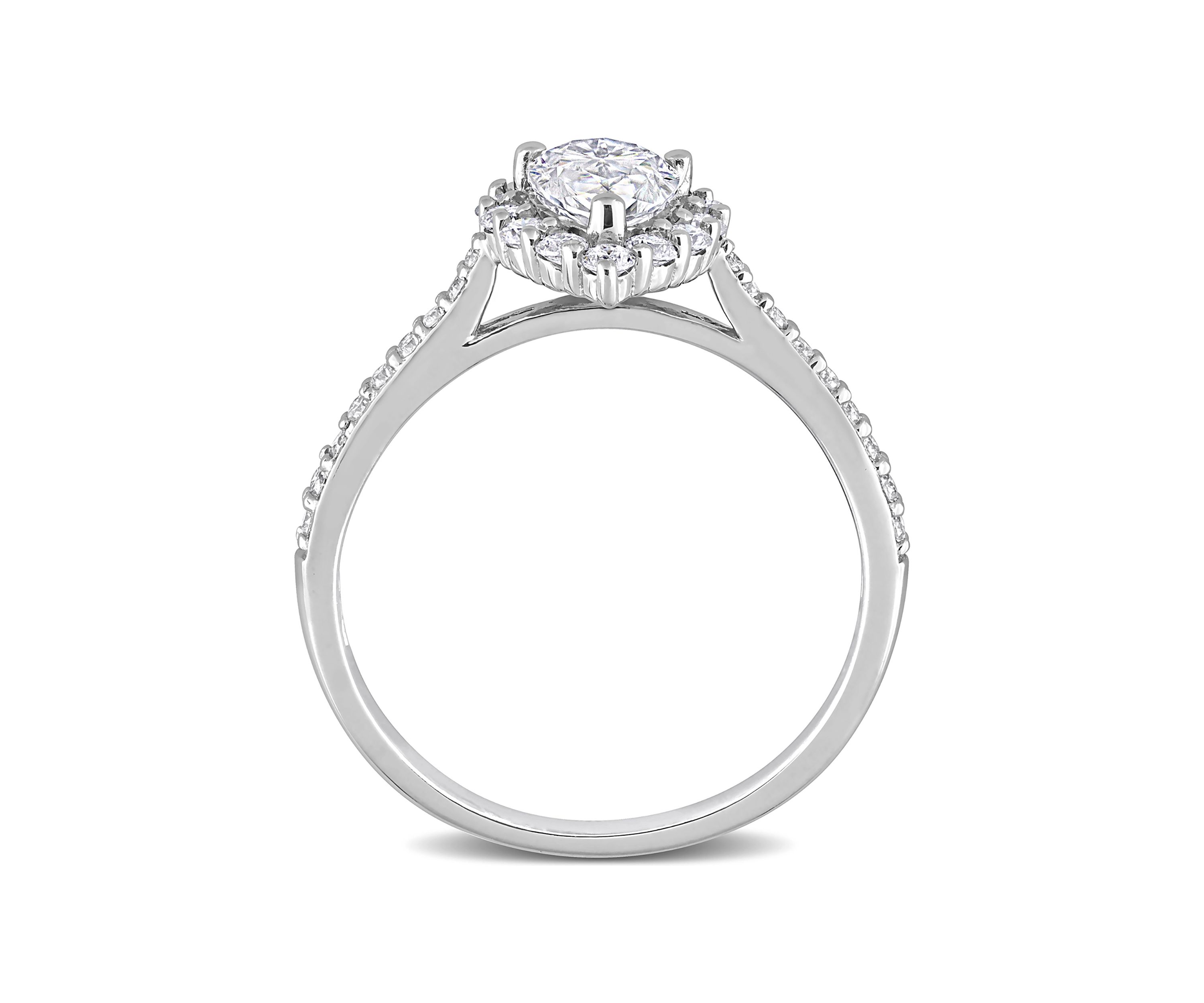 1.37 ct. t.w. Created Moissanite Teardrop Halo Engagement Ring in Sterling Silver