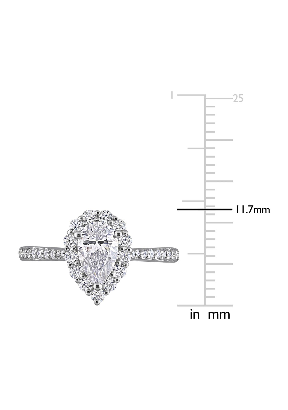1.37 ct. t.w. Created Moissanite Teardrop Halo Engagement Ring in Sterling Silver