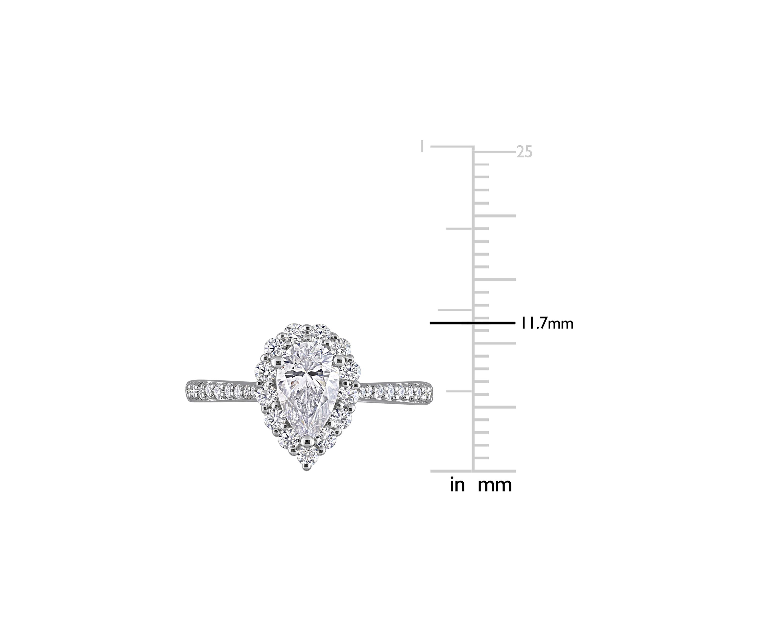 1.37 ct. t.w. Created Moissanite Teardrop Halo Engagement Ring in Sterling Silver