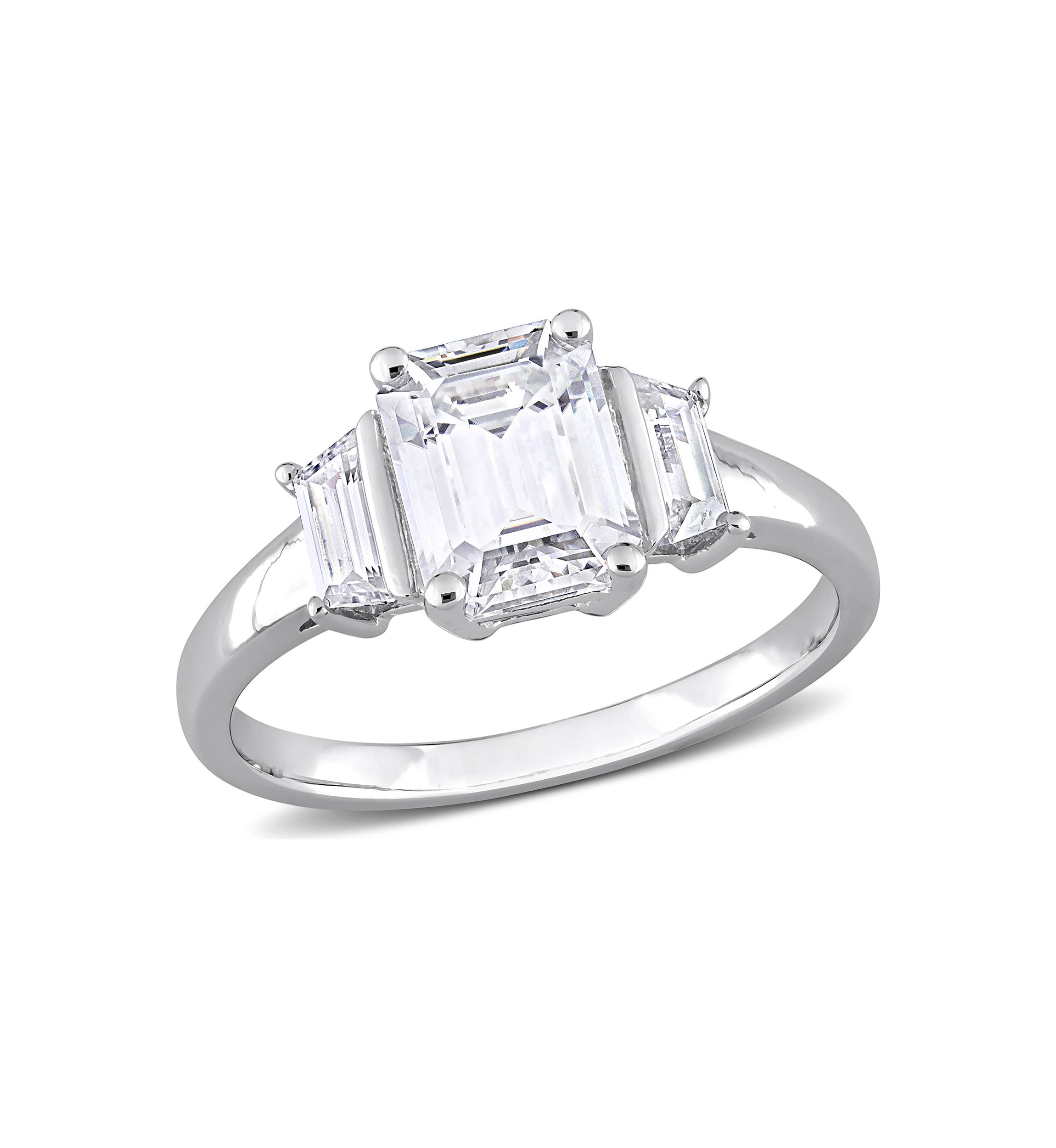 2.3 ct. t.w. Created Moissanite Three-Stone Engagement Ring in Sterling Silver