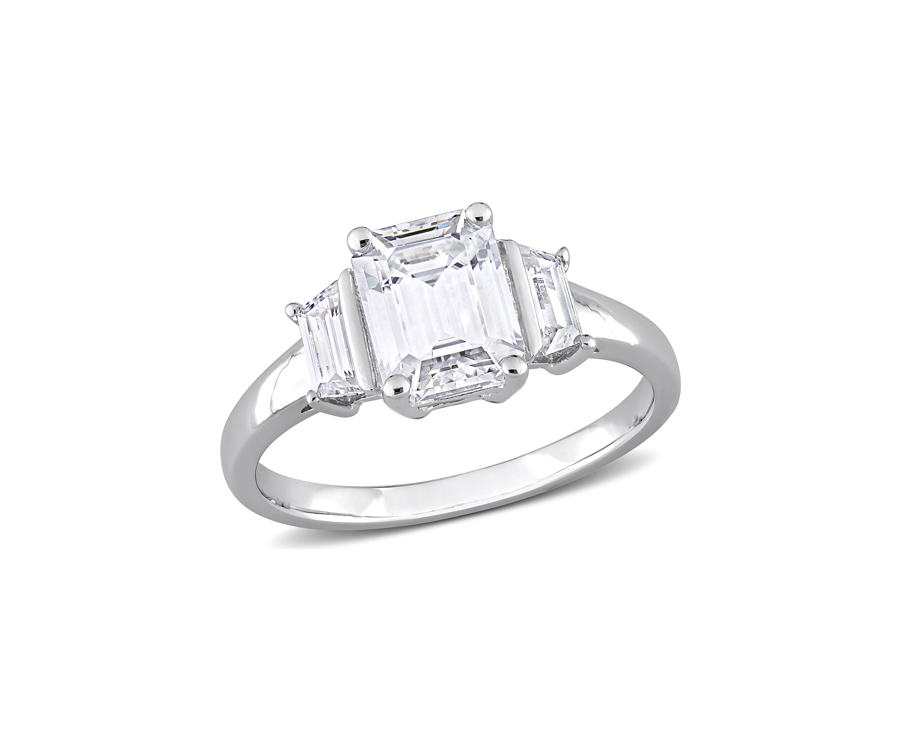 2.3 ct. t.w. Created Moissanite Three-Stone Engagement Ring in Sterling Silver