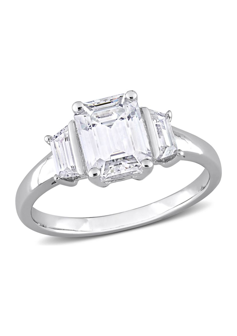 2.3 ct. t.w. Created Moissanite Three-Stone Engagement Ring in Sterling Silver
