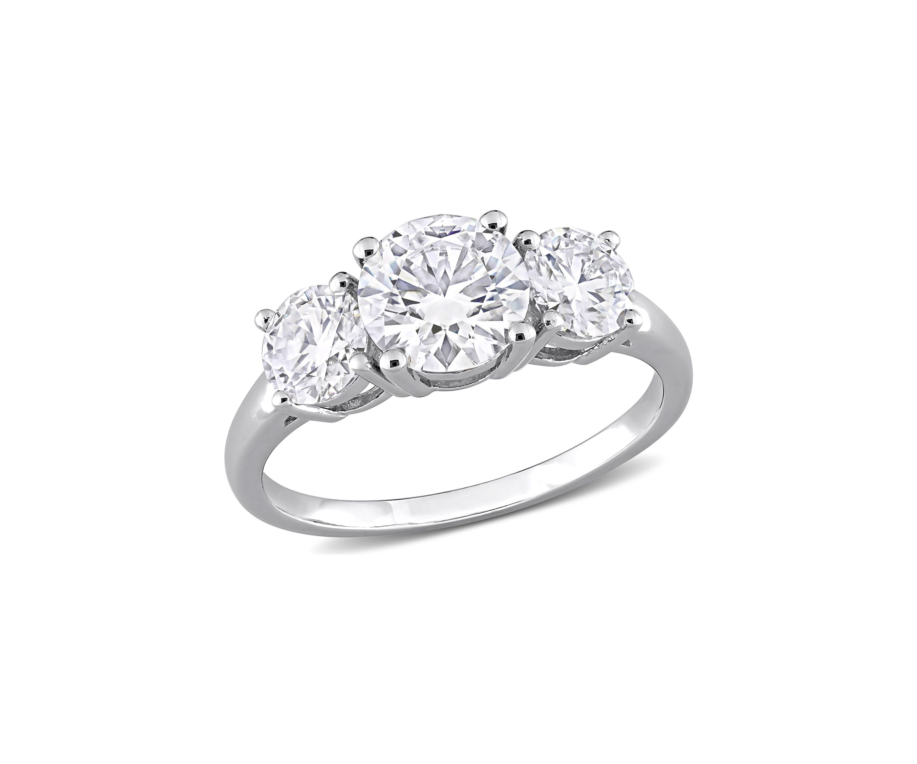 2.25 ct. t.w. Created Moissanite Three-Stone Engagement Ring in Sterling Silver