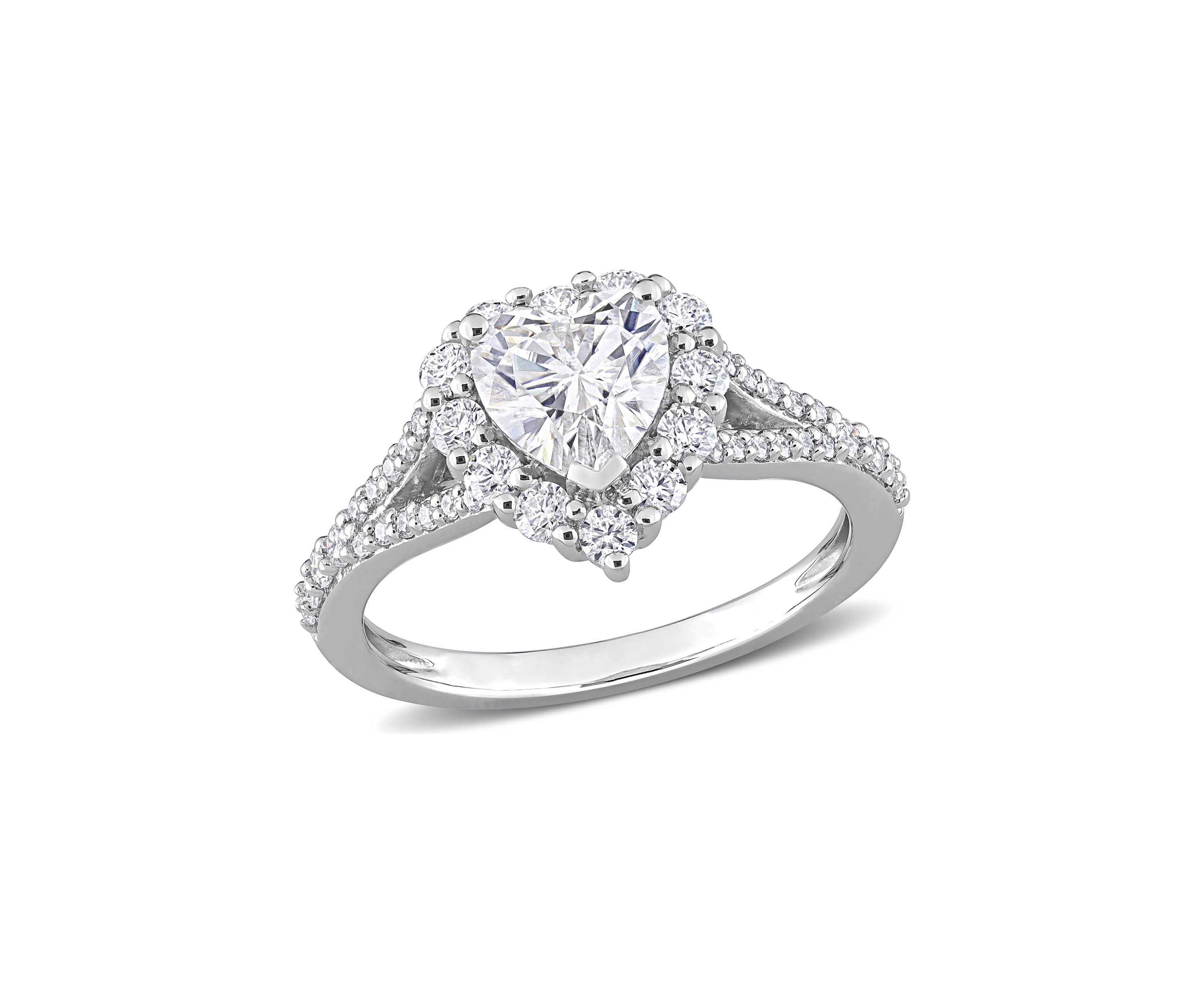1.5 ct. t.w. Created Moissanite Heart Halo Engagement Ring in Sterling Silver