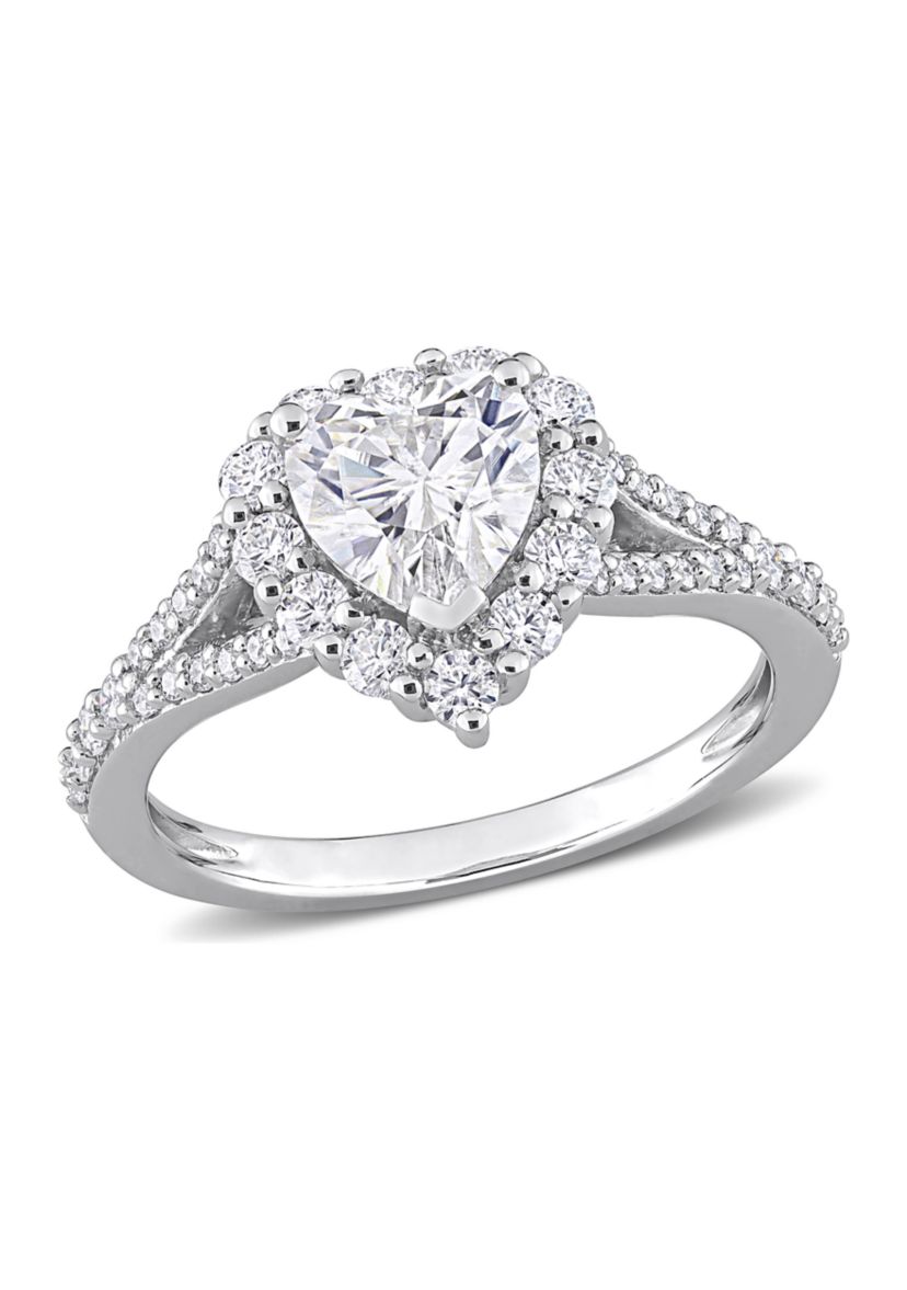 1.5 ct. t.w. Created Moissanite Heart Halo Engagement Ring in Sterling Silver