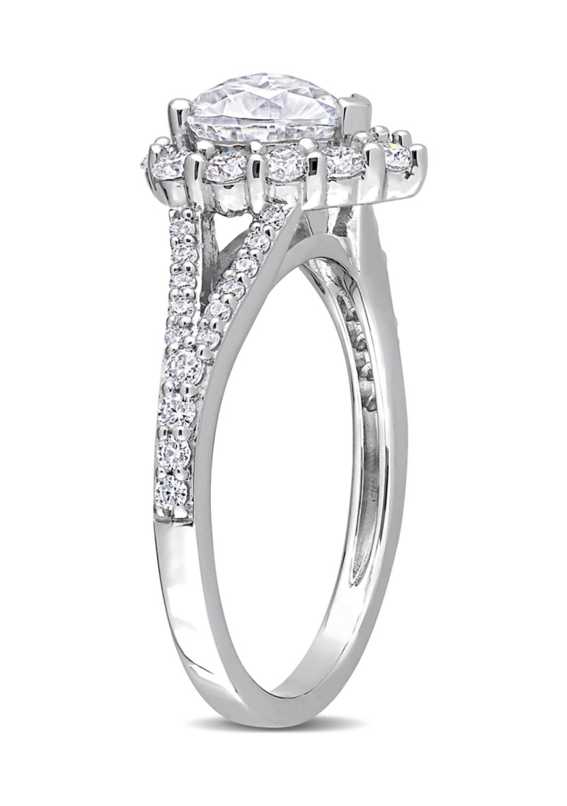 1.5 ct. t.w. Created Moissanite Heart Halo Engagement Ring in Sterling Silver