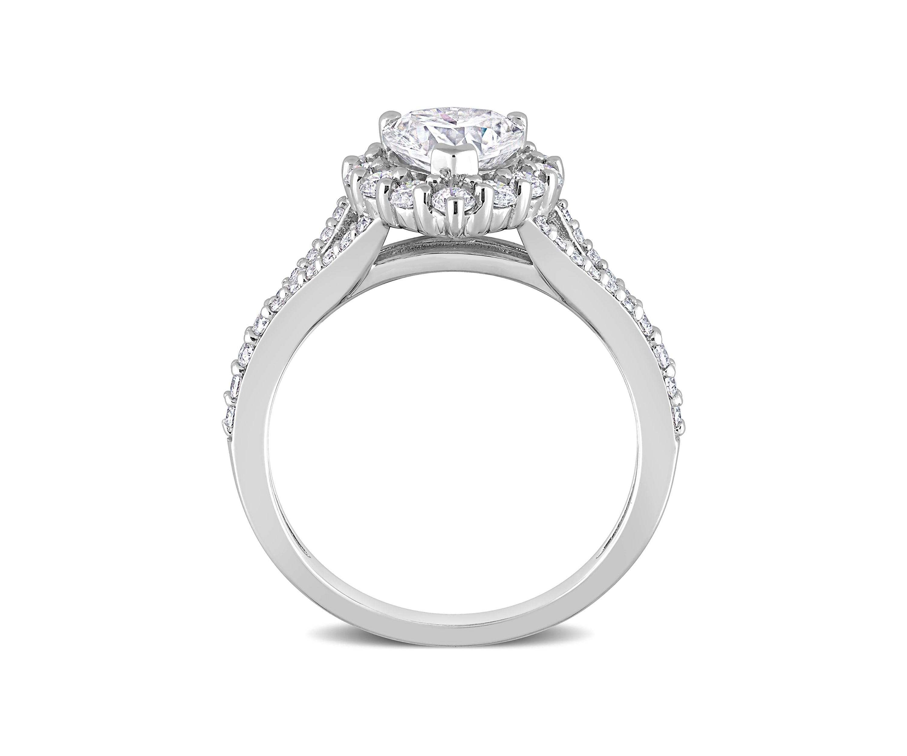 1.5 ct. t.w. Created Moissanite Heart Halo Engagement Ring in Sterling Silver