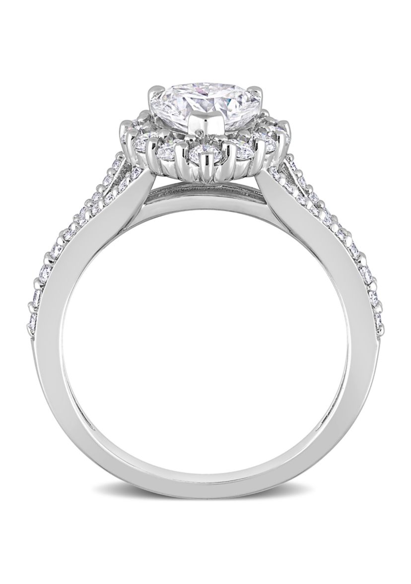 1.5 ct. t.w. Created Moissanite Heart Halo Engagement Ring in Sterling Silver