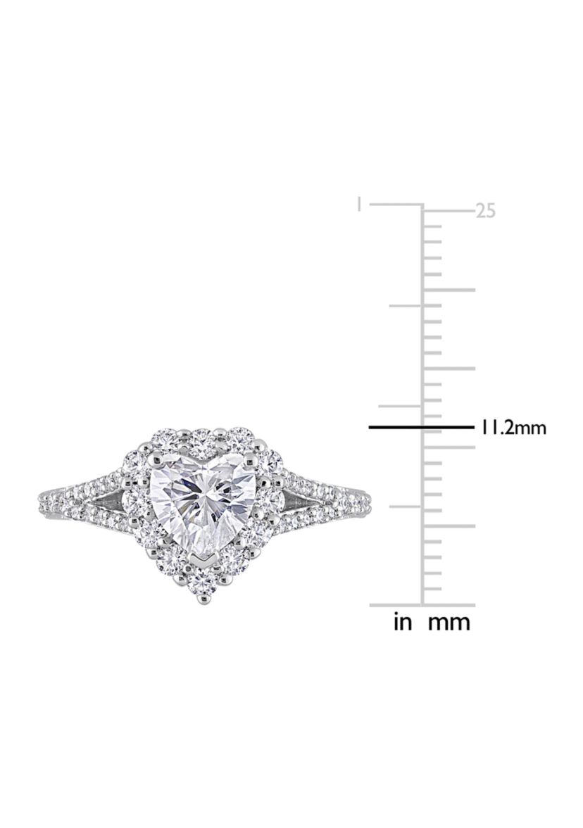 1.5 ct. t.w. Created Moissanite Heart Halo Engagement Ring in Sterling Silver