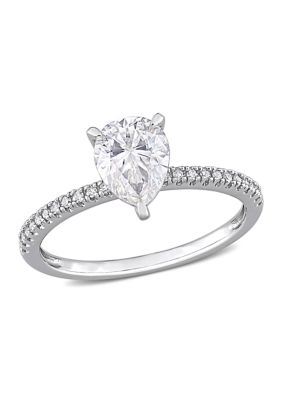 Belk & Co 1.25 Ct. T.w. Created Moissanite And 1/10 Ct. T.w. Diamond Engagement Ring In 14K White Gold