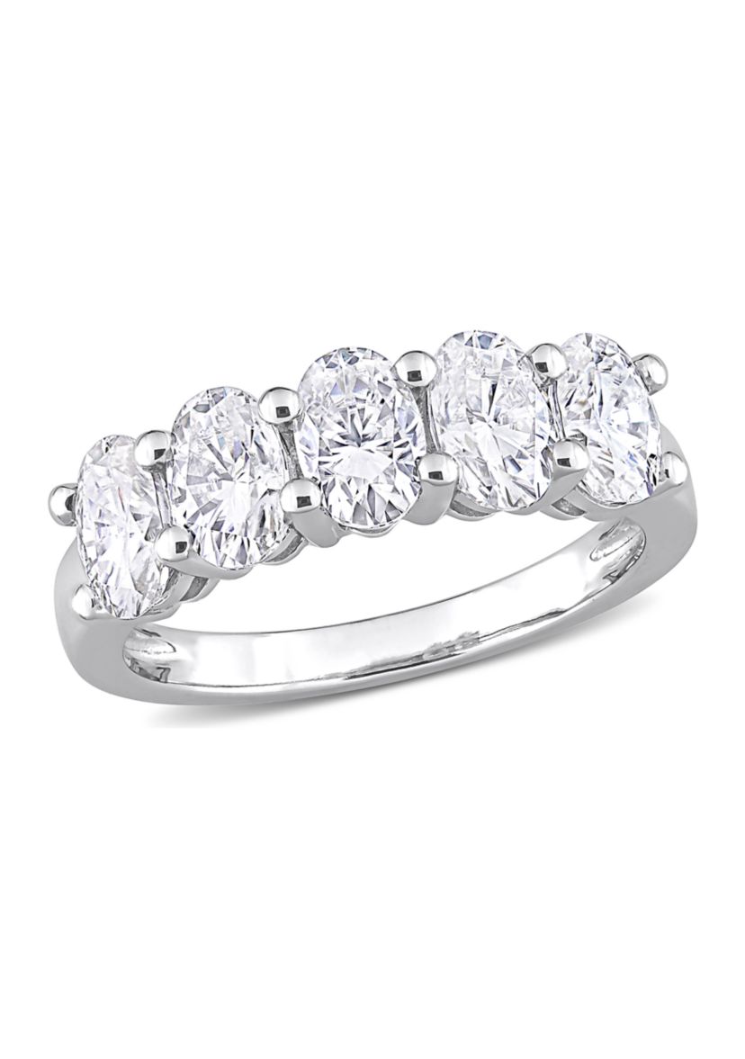 2.5 ct. t.w. Created Moissanite Oval Cut Semi Eternity Band in 10k White Gold