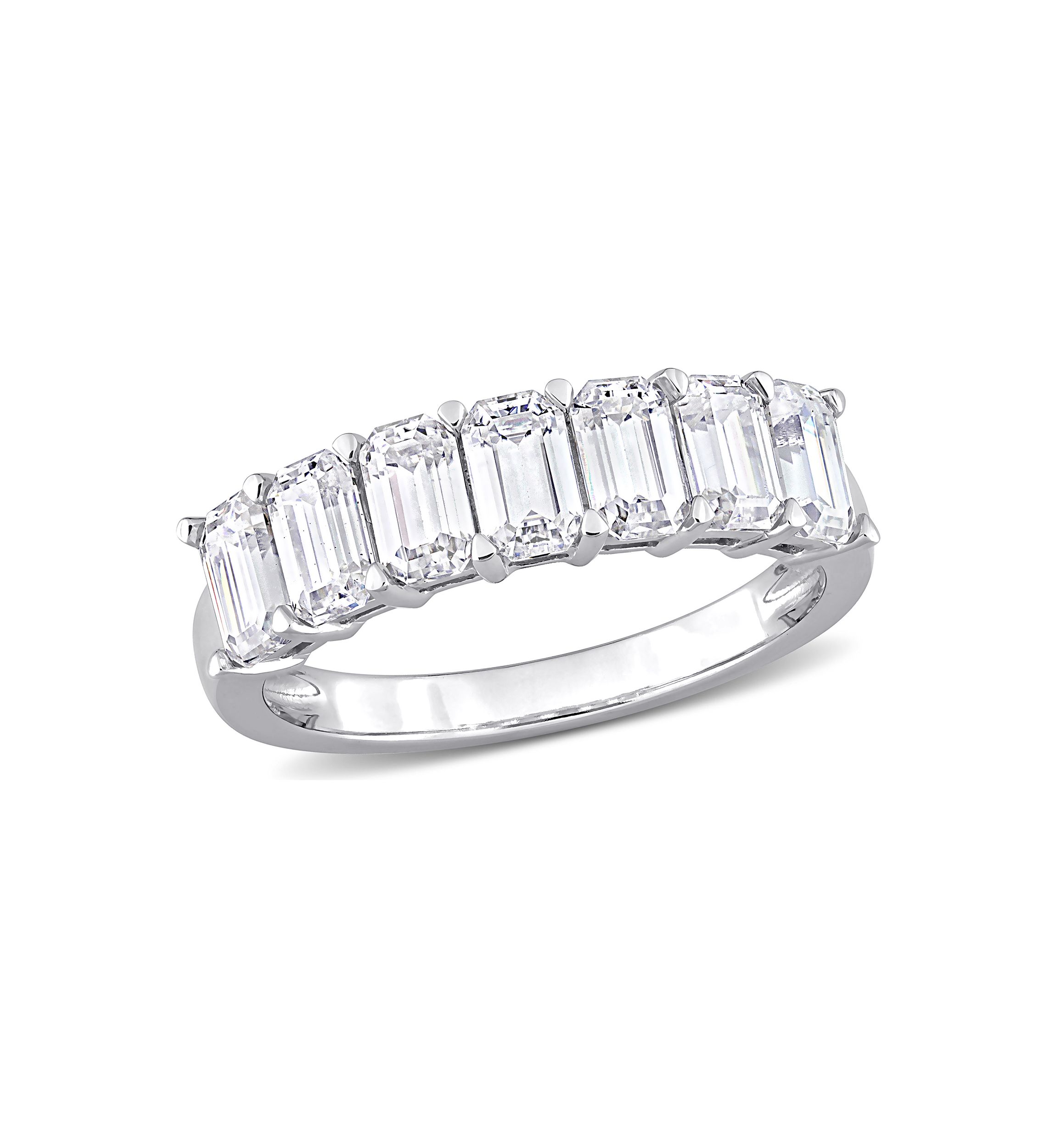 2.1 ct. t.w. Created Moissanite Emerald Cut Semi Eternity Ring in 10k White Gold