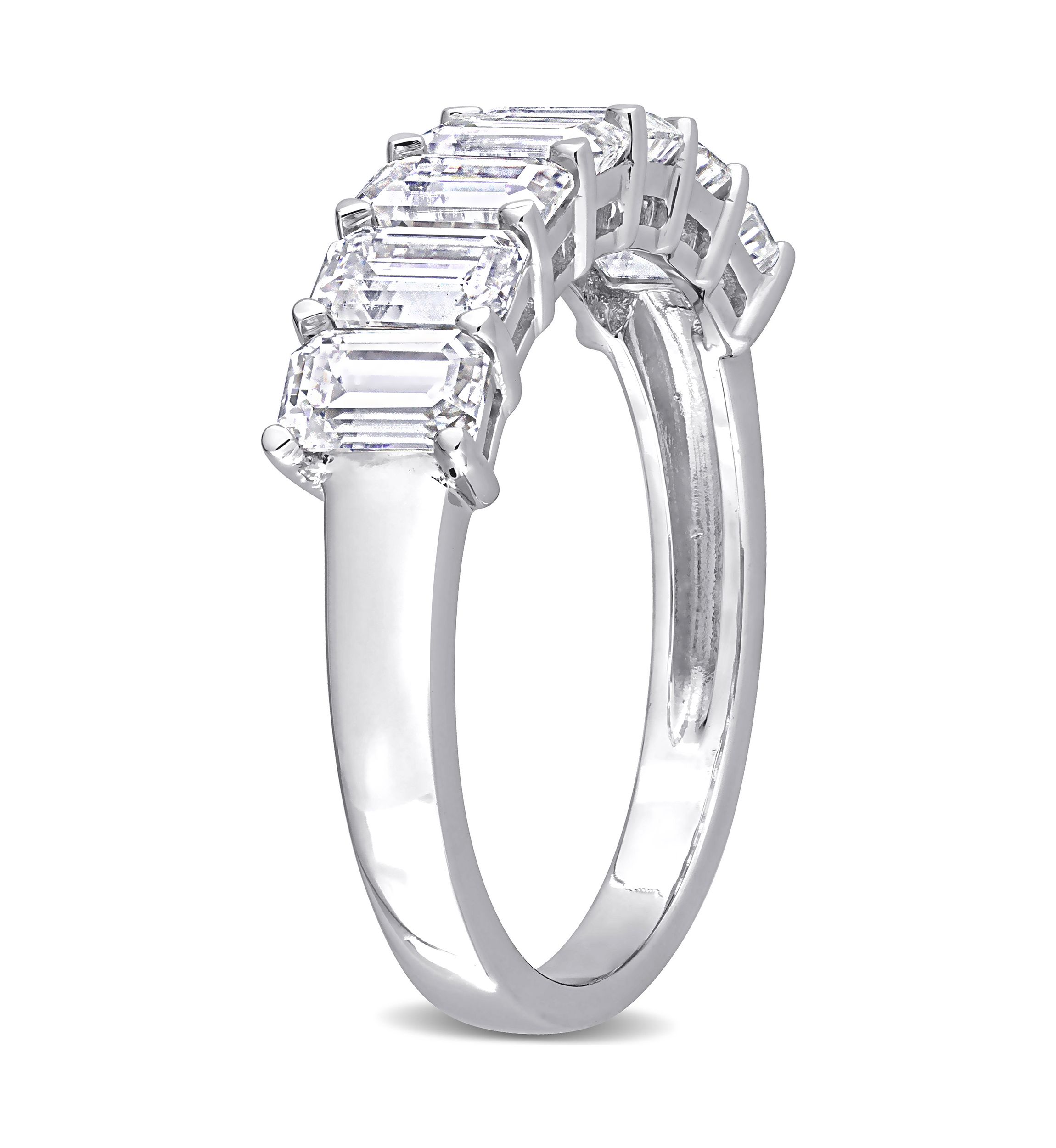 2.1 ct. t.w. Created Moissanite Emerald Cut Semi Eternity Ring in 10k White Gold