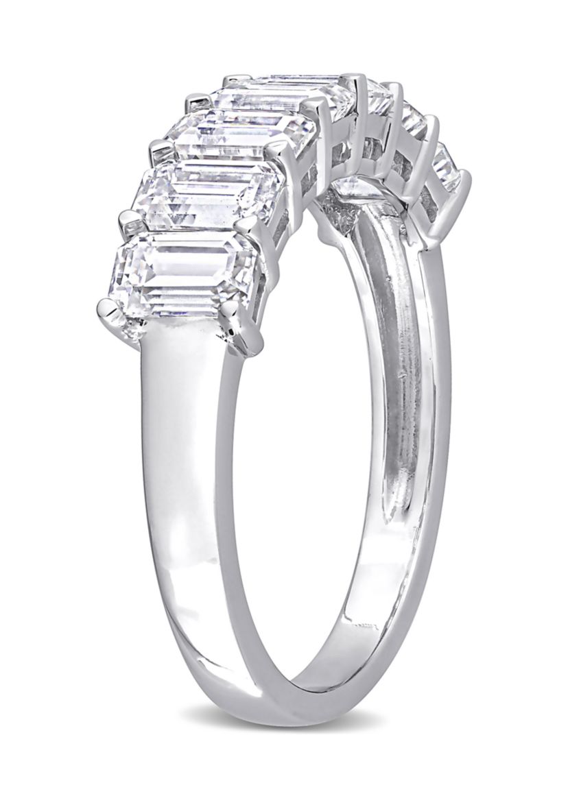 2.1 ct. t.w. Created Moissanite Emerald Cut Semi Eternity Ring in 10k White Gold