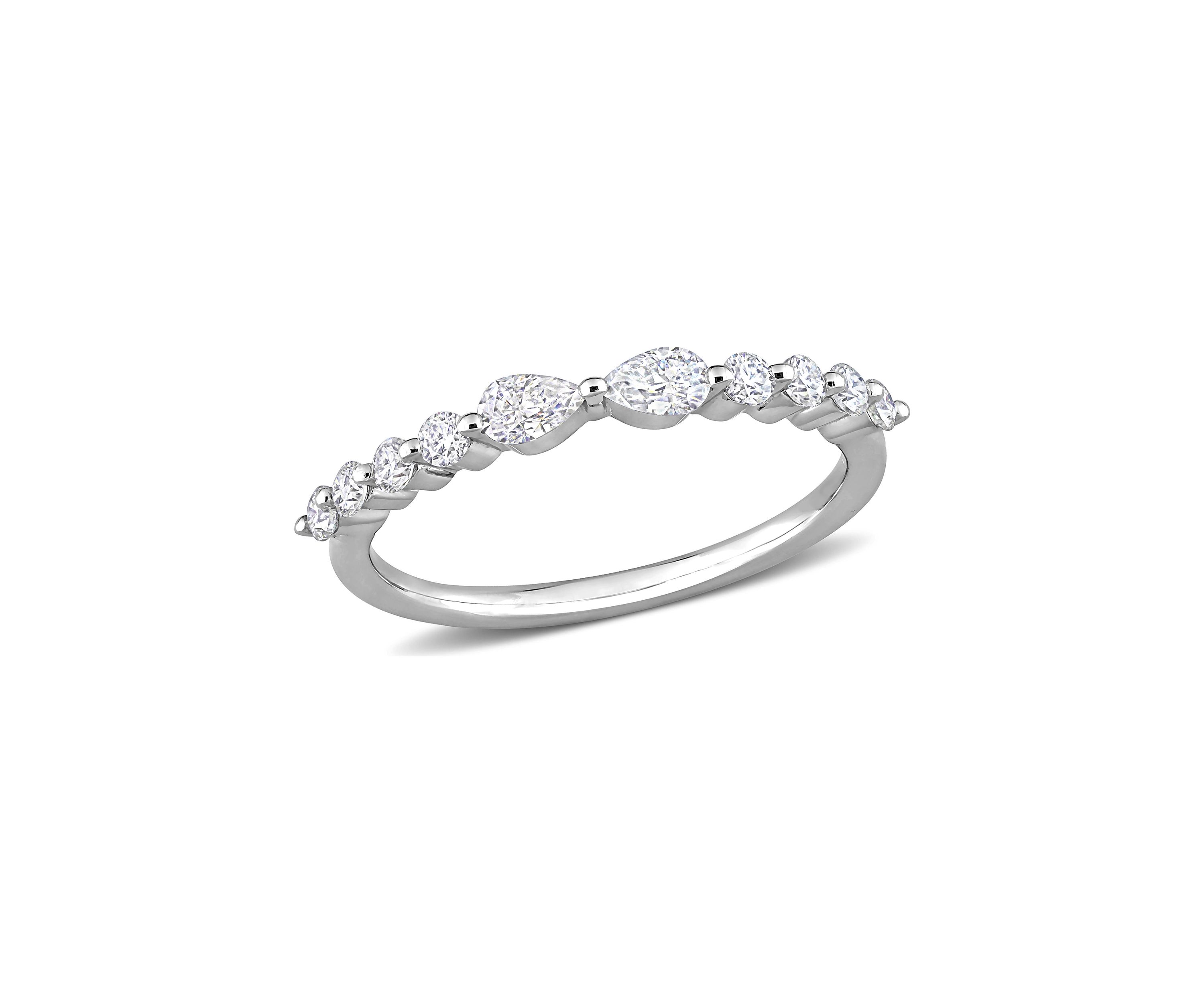 2/5 ct. t.w. Created Moissanite Semi-Eternity Ring in Sterling Silver