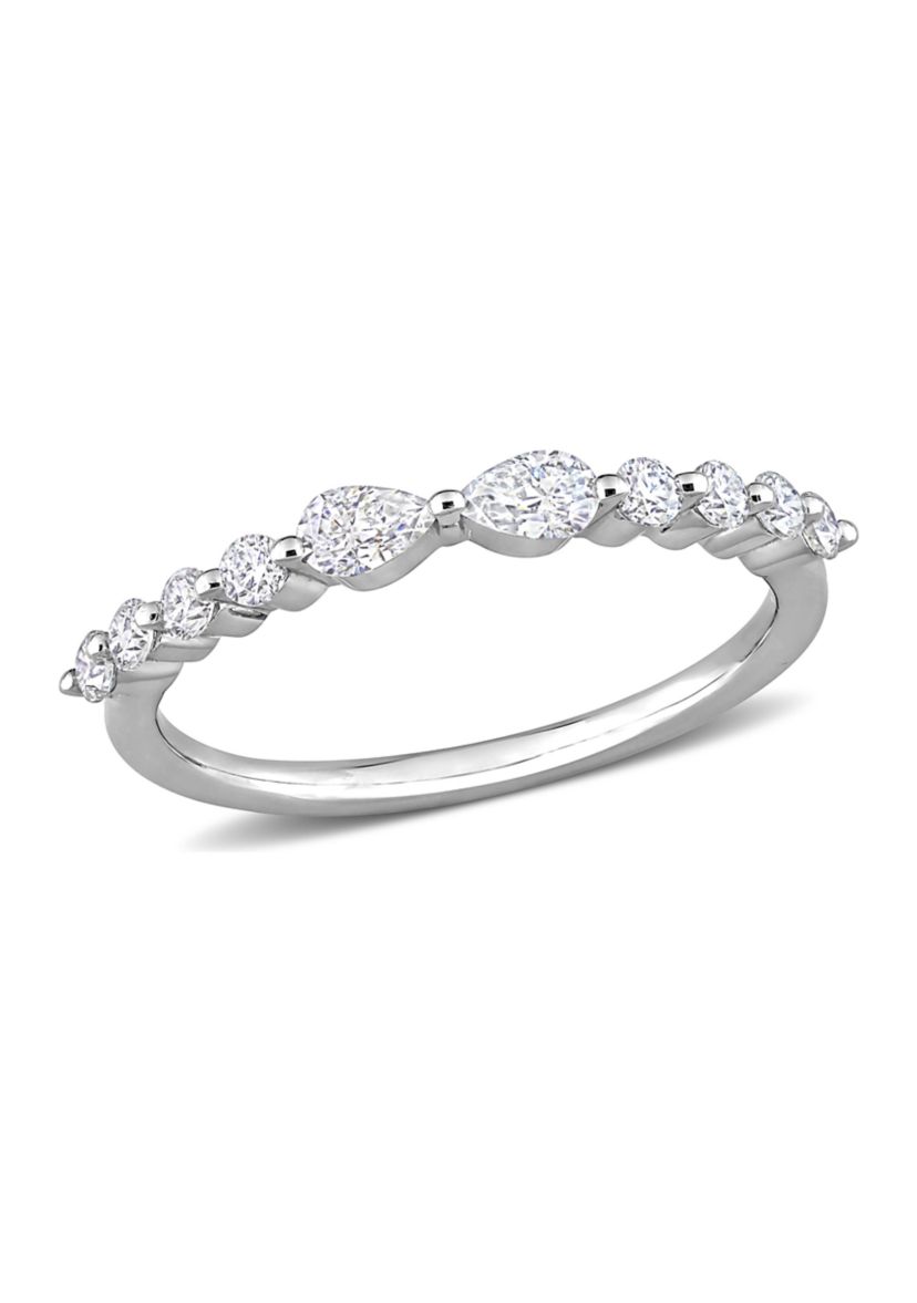 2/5 ct. t.w. Created Moissanite Semi-Eternity Ring in Sterling Silver