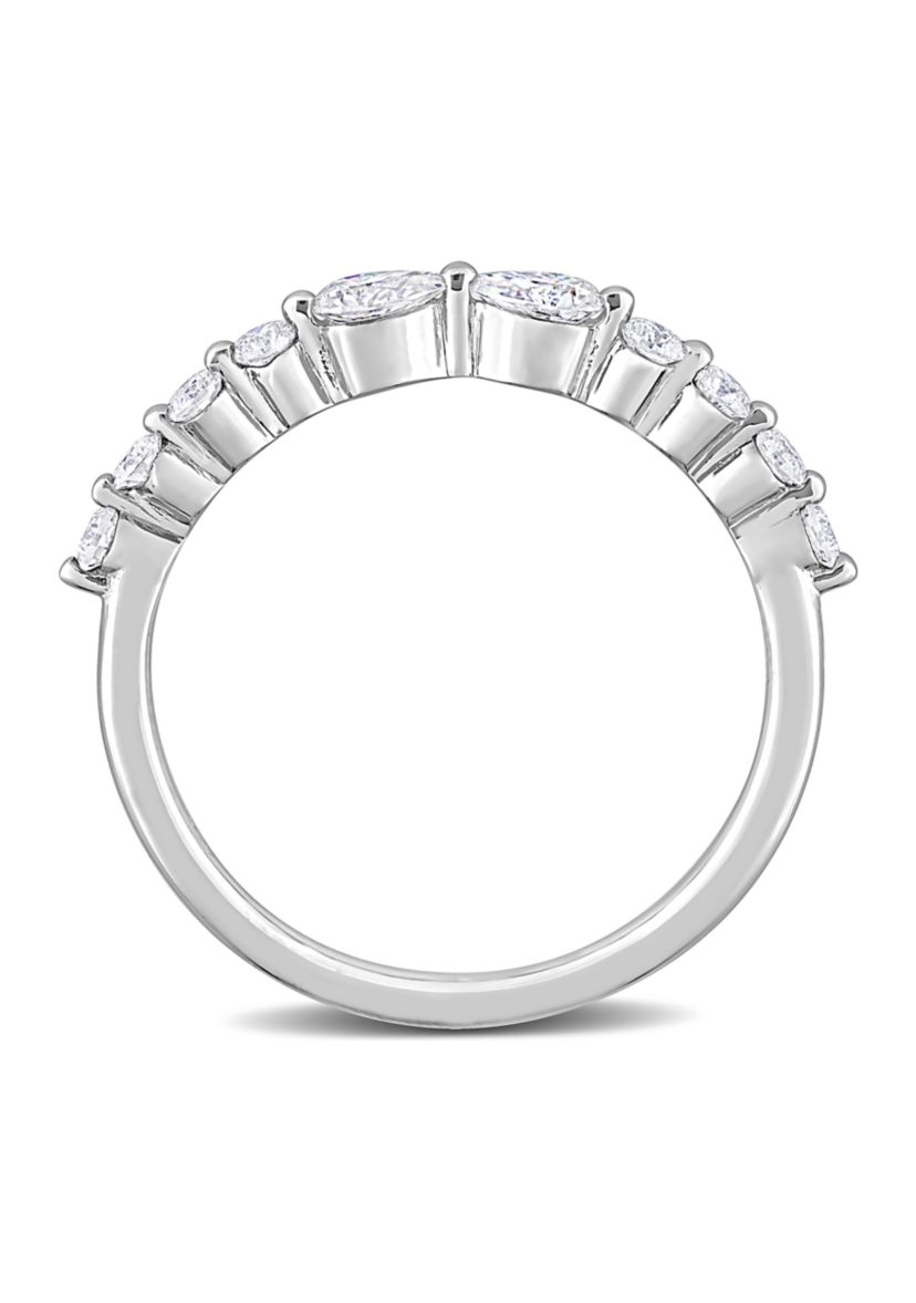 2/5 ct. t.w. Created Moissanite Semi-Eternity Ring in Sterling Silver
