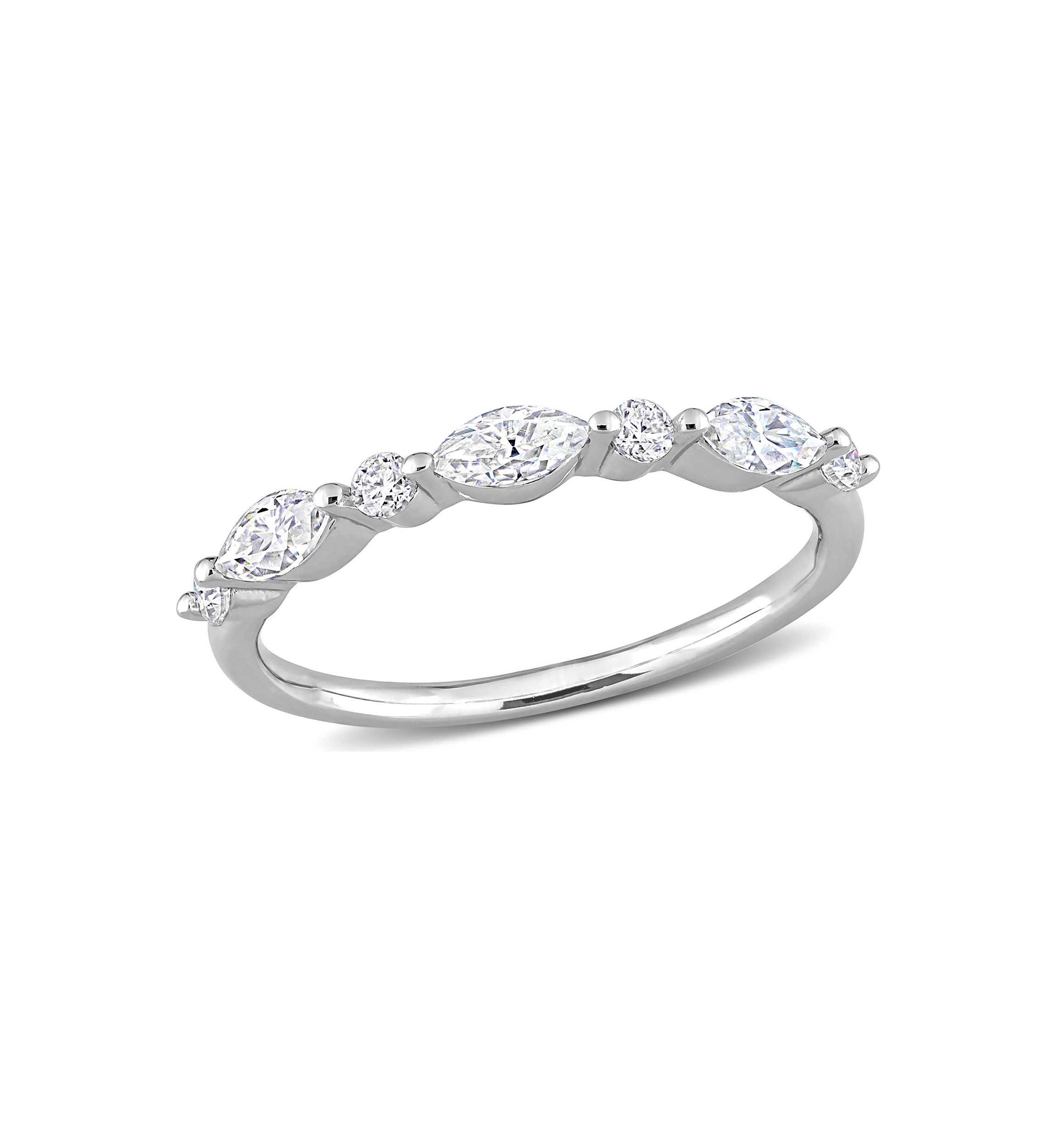 1/2 ct. t.w. Created Moissanite Semi-Eternity Ring in Sterling Silver