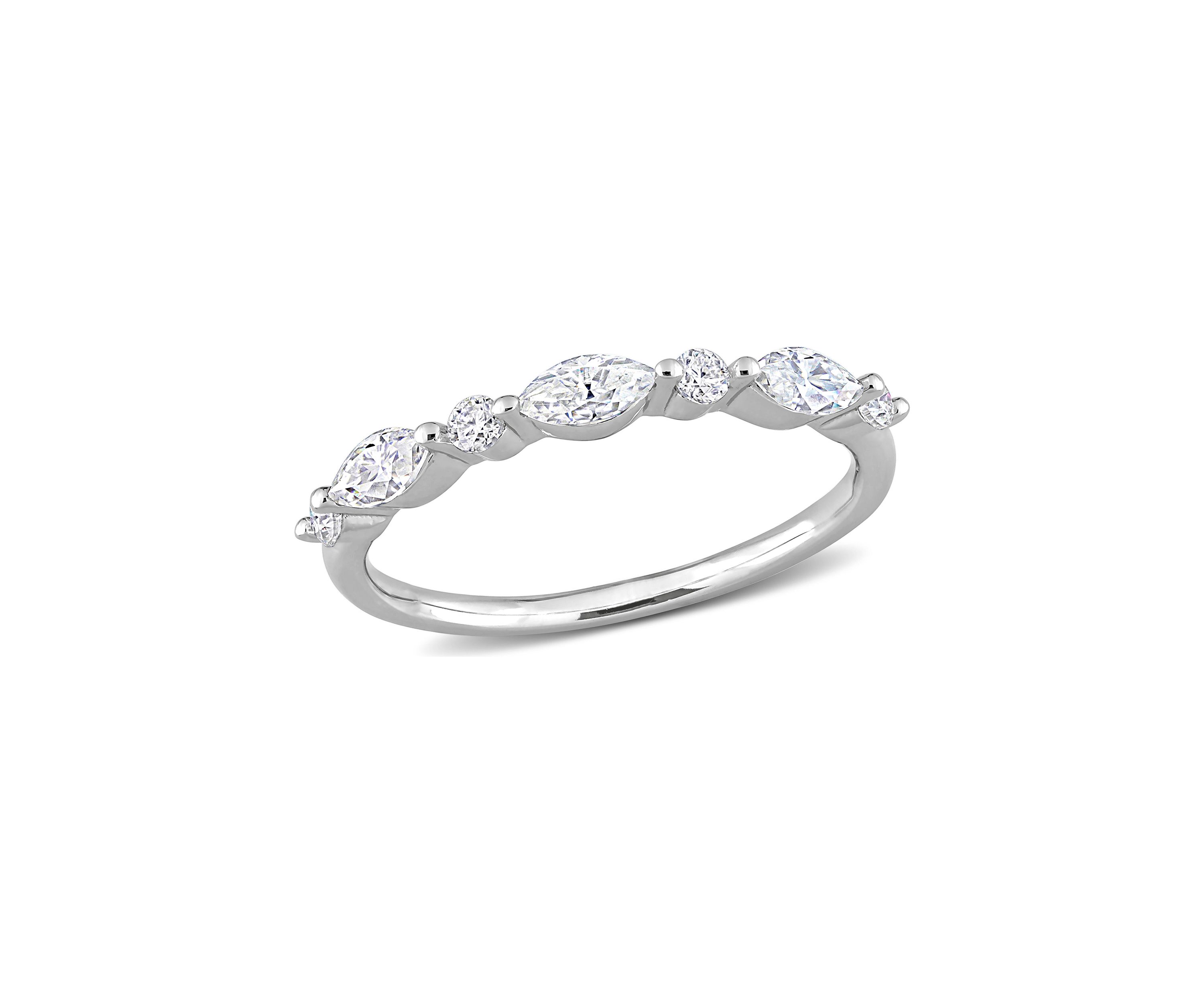 1/2 ct. t.w. Created Moissanite Semi-Eternity Ring in Sterling Silver
