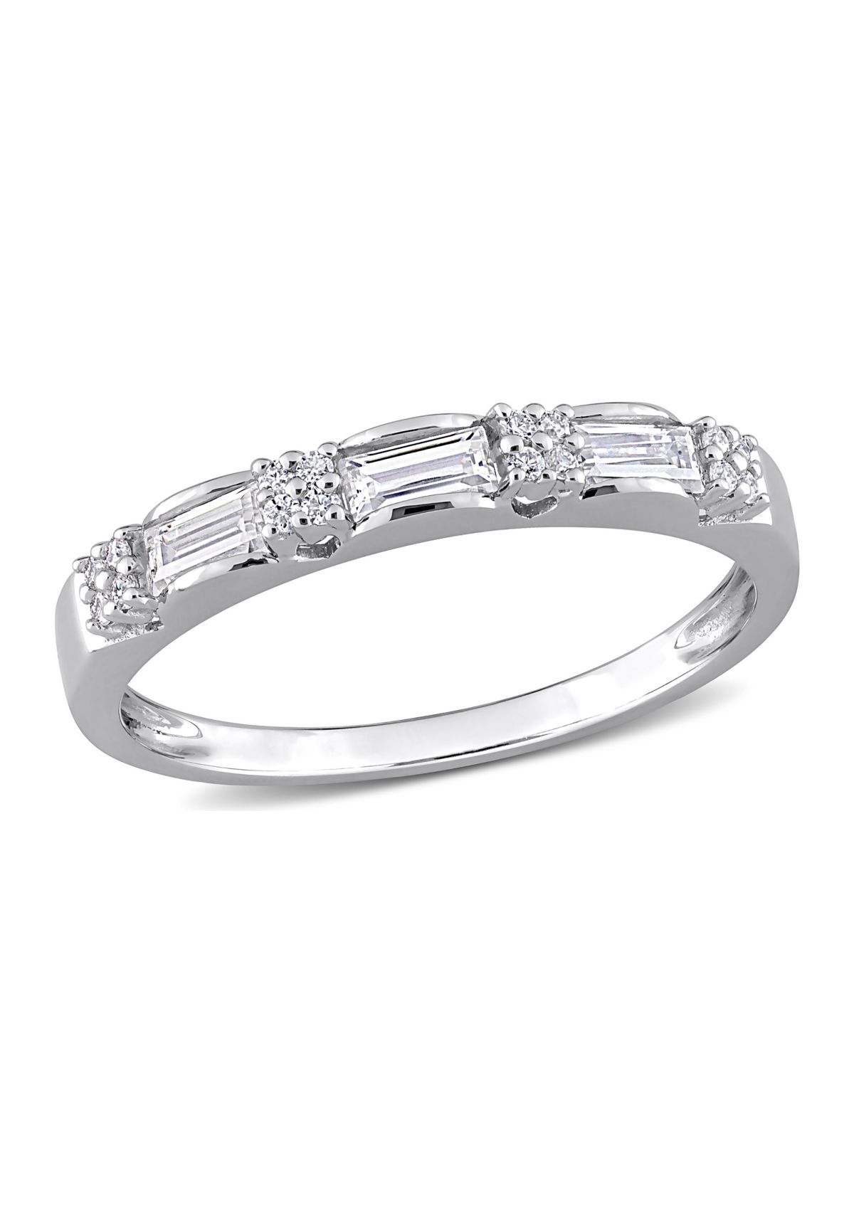 3/8 ct. t.w. Created Moissanite Semi-Eternity Ring in Sterling Silver