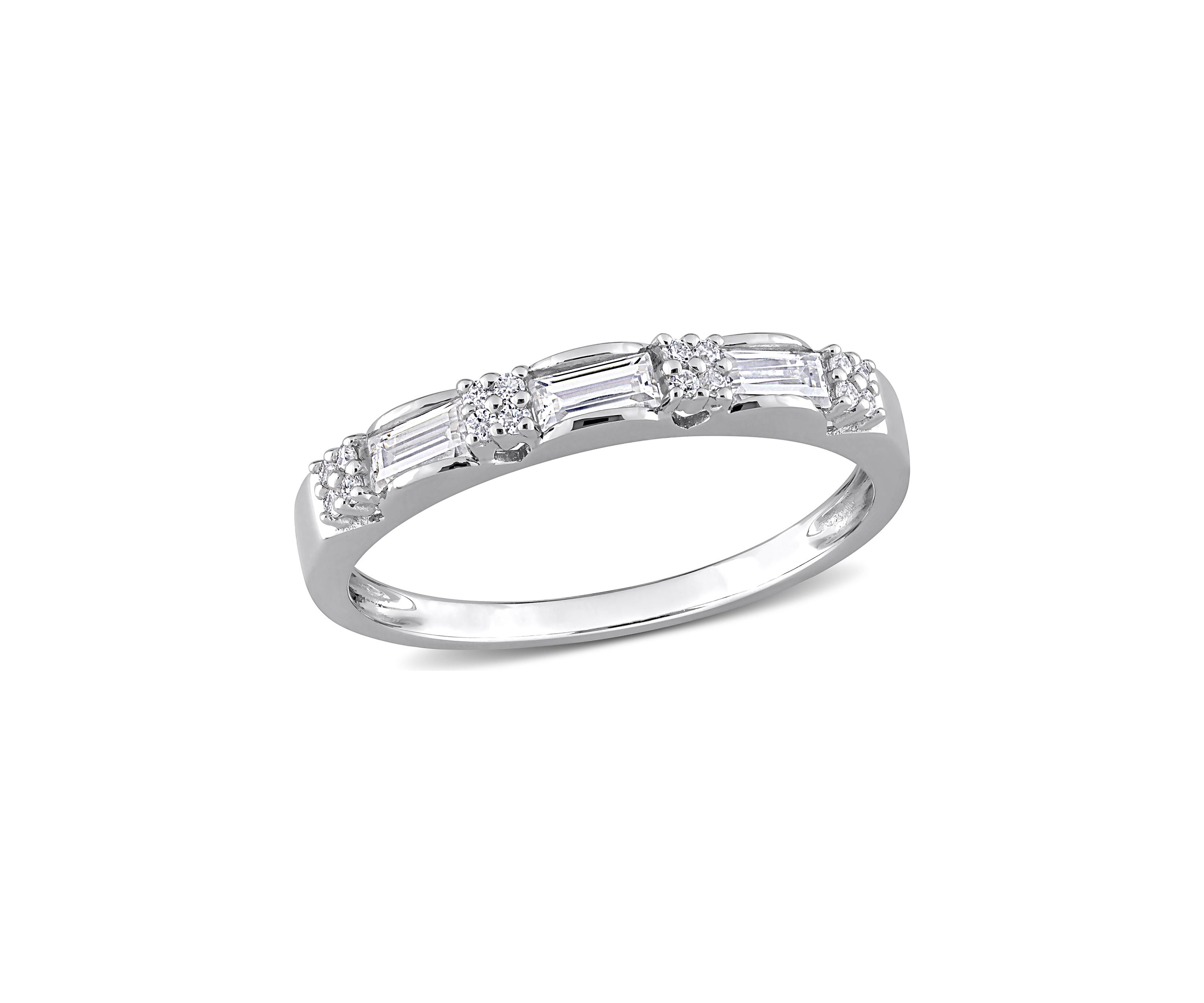 3/8 ct. t.w. Created Moissanite Semi-Eternity Ring in Sterling Silver