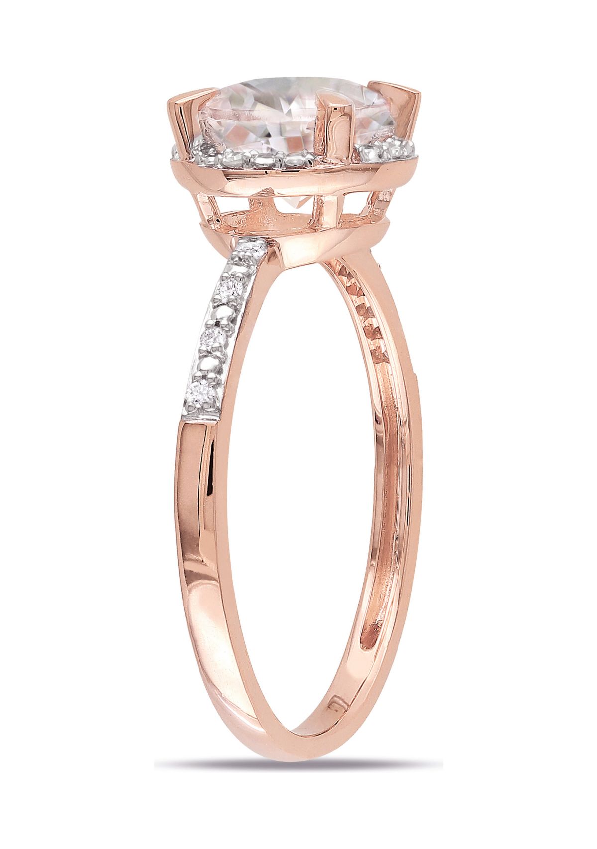 3 ct. t.w. Morganite and 1/5 ct. t.w. Diamond Halo Ring, Necklace, and Stud Earrings Set in 10k Rose Gold
