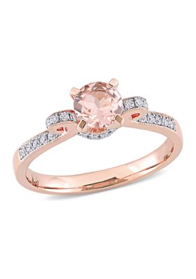 Belk & Co 3/4 Ct. T.w. Morganite And 1/4 Ct. T.w. Diamond Ribbon Engagement Ring In 14K Rose Gold