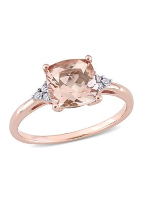 Belk & Co 2 Ct. T.w. Morganite And 1/10 Ct. T.w. Diamond Accent Engagement Ring In 14K Rose Gold