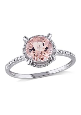 Belk & Co 1.16 Ct. T.w. Morganite And 1/10 Ct. T.w. Diamond Accent Halo Ring In 10K White Gold