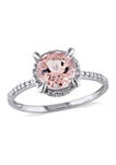 1.16 ct. t.w. Morganite and 1/10 ct. t.w. Diamond Accent Halo Ring in 10k White Gold