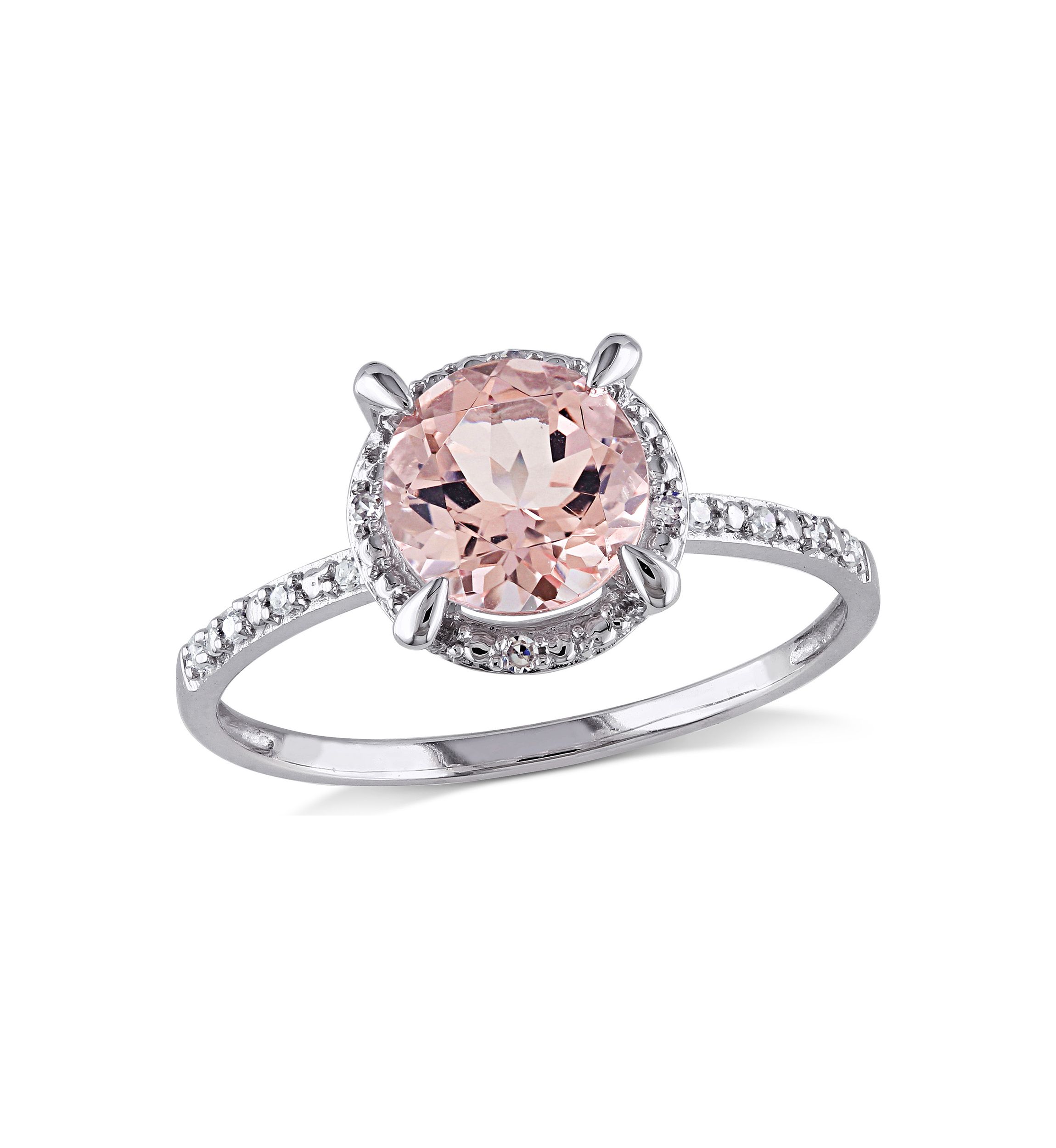 1.16 ct. t.w. Morganite and 1/10 ct. t.w. Diamond Accent Halo Ring in 10k White Gold