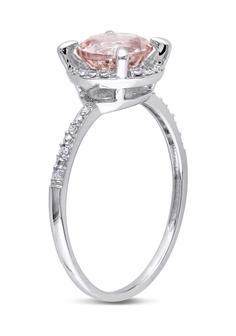 1.16 ct. t.w. Morganite and 1/10 ct. t.w. Diamond Accent Halo Ring in 10k White Gold