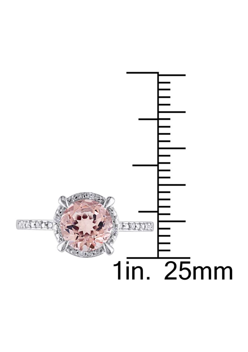 1.16 ct. t.w. Morganite and 1/10 ct. t.w. Diamond Accent Halo Ring in 10k White Gold