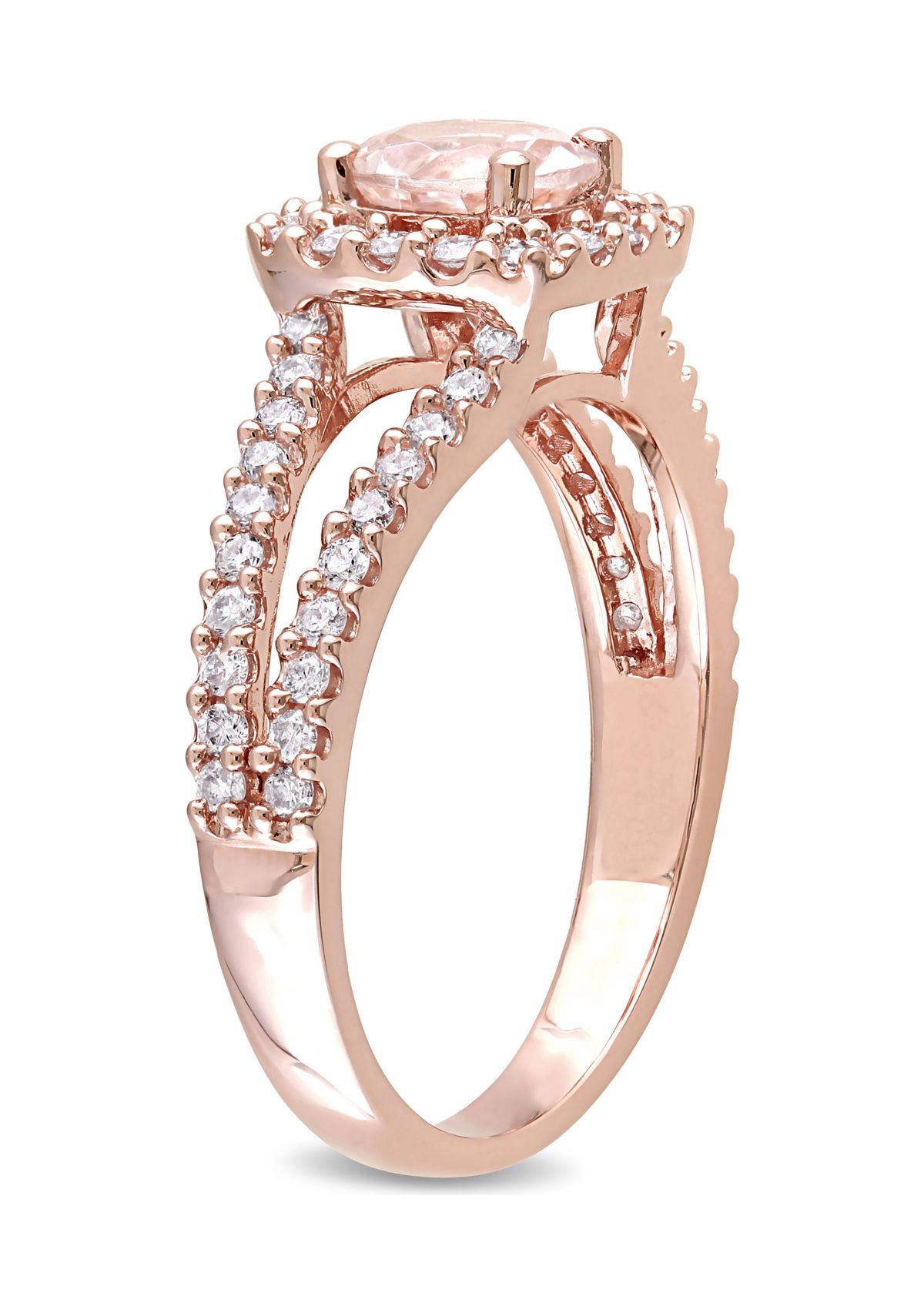 Belk & Co. 3/4 ct. t.w. Morganite and 1/2 ct. t.w. Diamond Halo Split ...