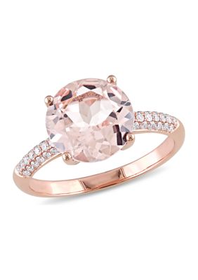 Belk & Co 3 Ct. T.w. Morganite And 1/5 Ct. T.w. Diamond Engagement Ring In 14K Rose Gold