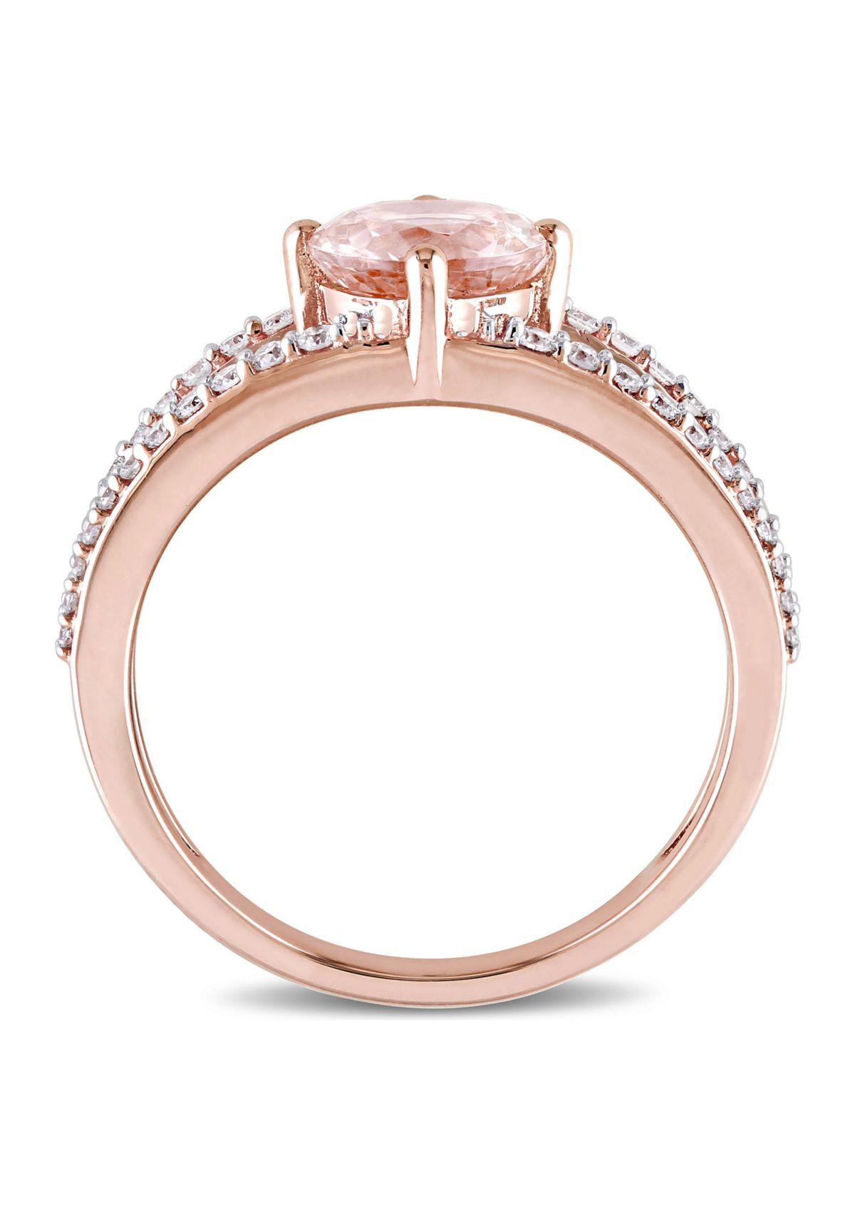 1.16 ct. t.w. Morganite and 1/3 ct. t.w. Diamond Split Shank Ring in 14k Rose Gold