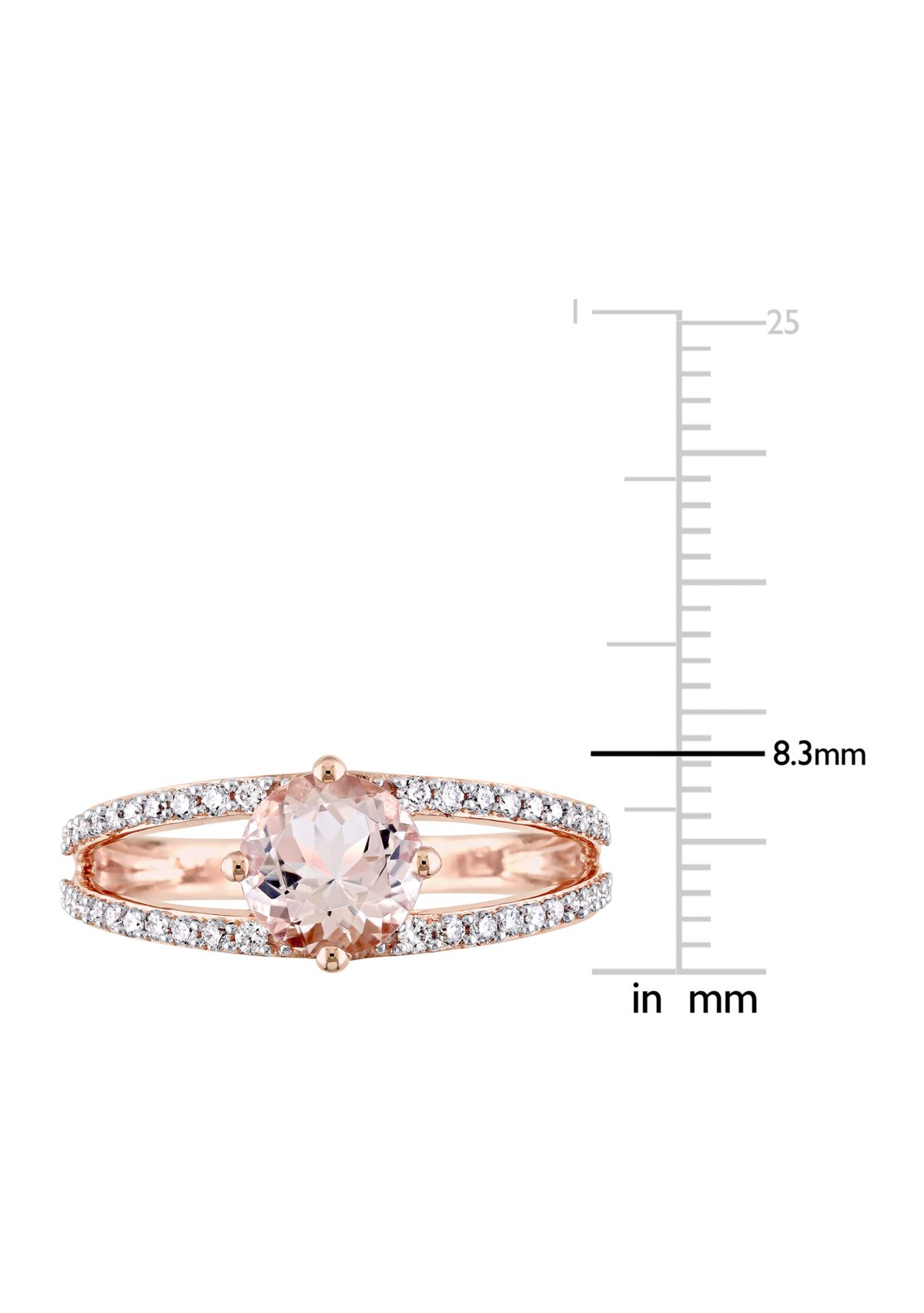 1.16 ct. t.w. Morganite and 1/3 ct. t.w. Diamond Split Shank Ring in 14k Rose Gold