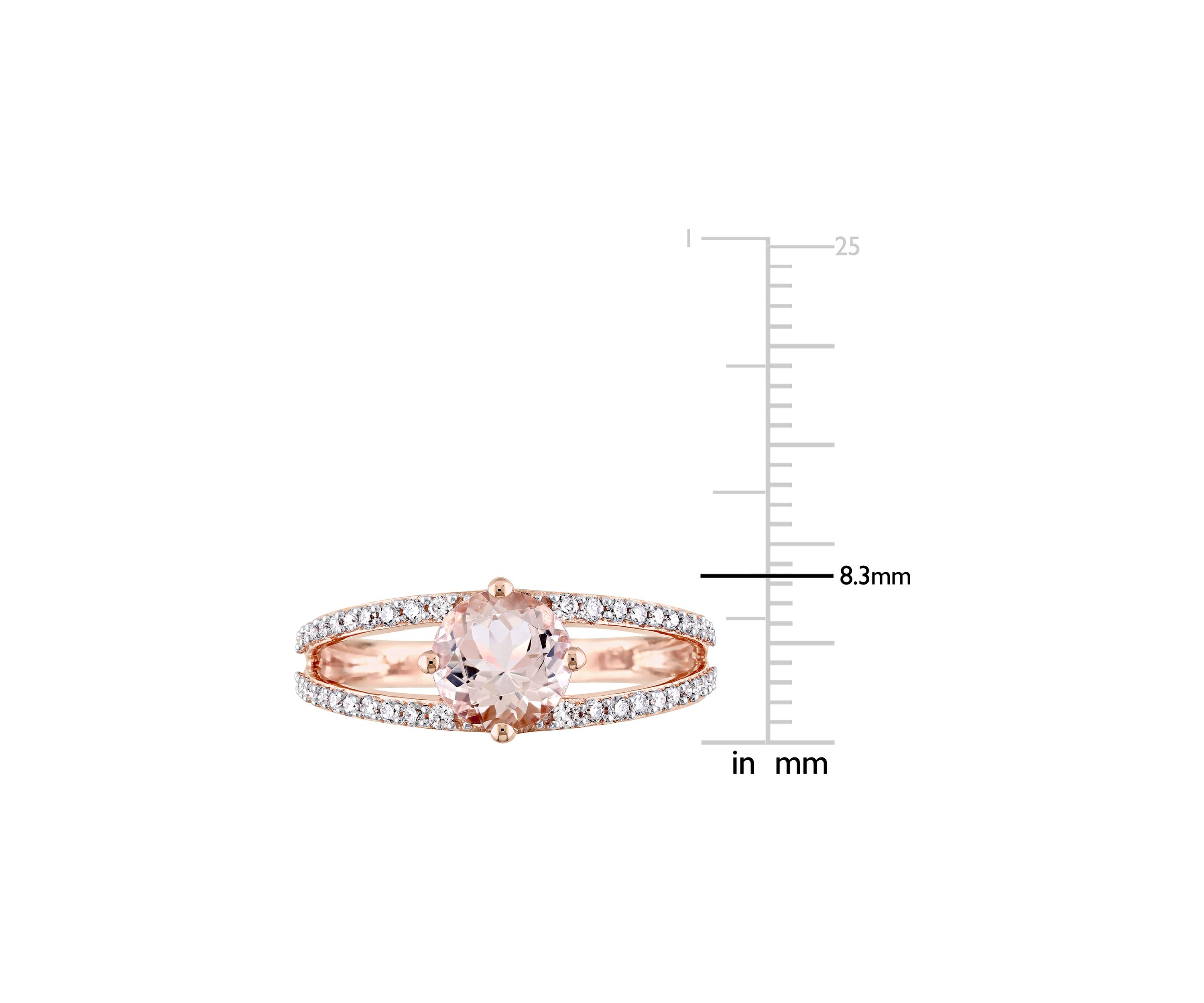1.16 ct. t.w. Morganite and 1/3 ct. t.w. Diamond Split Shank Ring in 14k Rose Gold