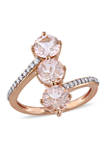 2.5 ct. t.w. Morganite and 1/8 ct. t.w. Diamond 3-Stone Bypass Ring in 14k Rose Gold
