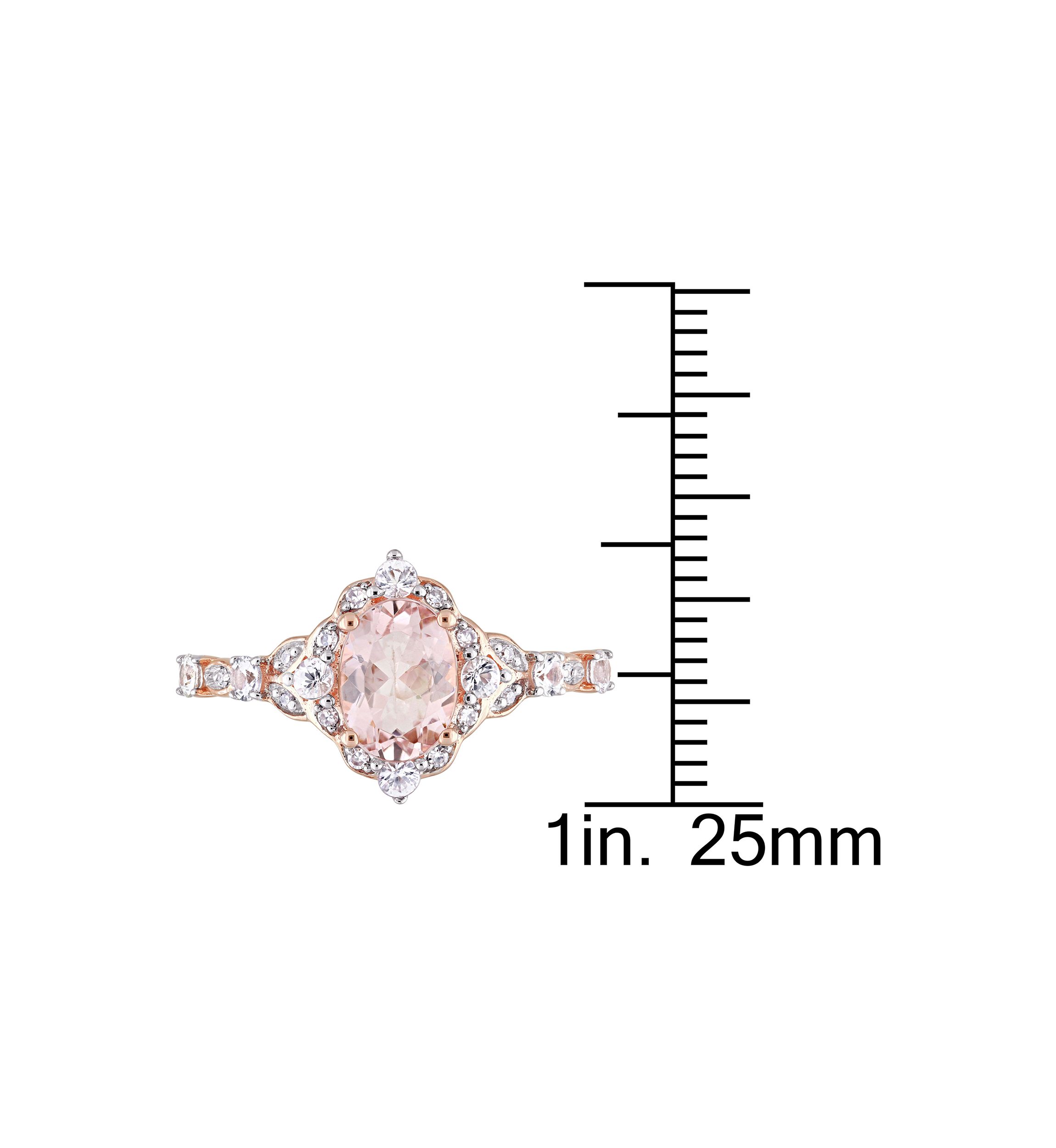 Morganite, White Sapphire and Diamond Accent Vintage Ring in 10k Rose Gold