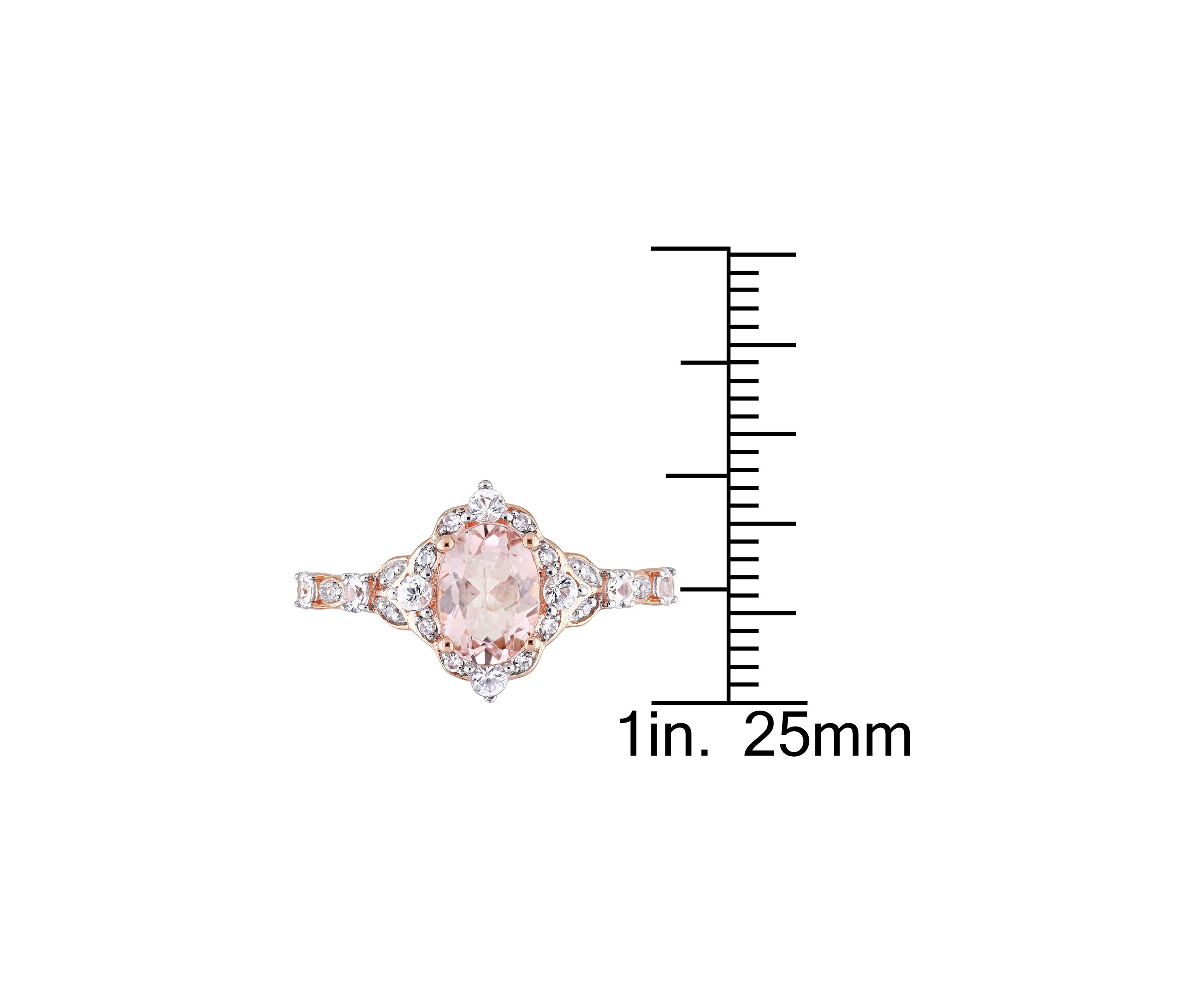Morganite, White Sapphire and Diamond Accent Vintage Ring in 10k Rose Gold