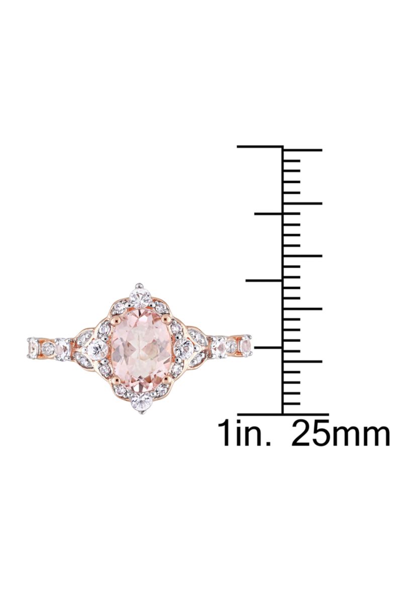 Morganite, White Sapphire and Diamond Accent Vintage Ring in 10k Rose Gold