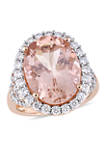 9.75 ct. t.w. Morganite and 1.4 ct. t.w. Diamond Oval Halo Cocktail Ring in 14k Rose Gold