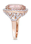 9.75 ct. t.w. Morganite and 1.4 ct. t.w. Diamond Oval Halo Cocktail Ring in 14k Rose Gold