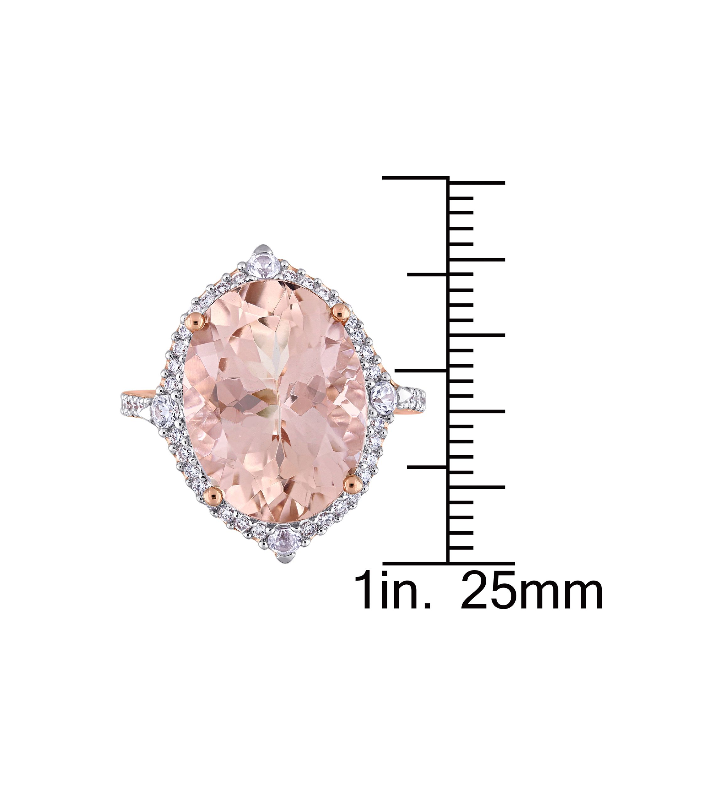 Morganite, White Sapphire and 3/8 ct. t.w. Diamond Oval Halo Cocktail Ring in 14k Rose Gold
