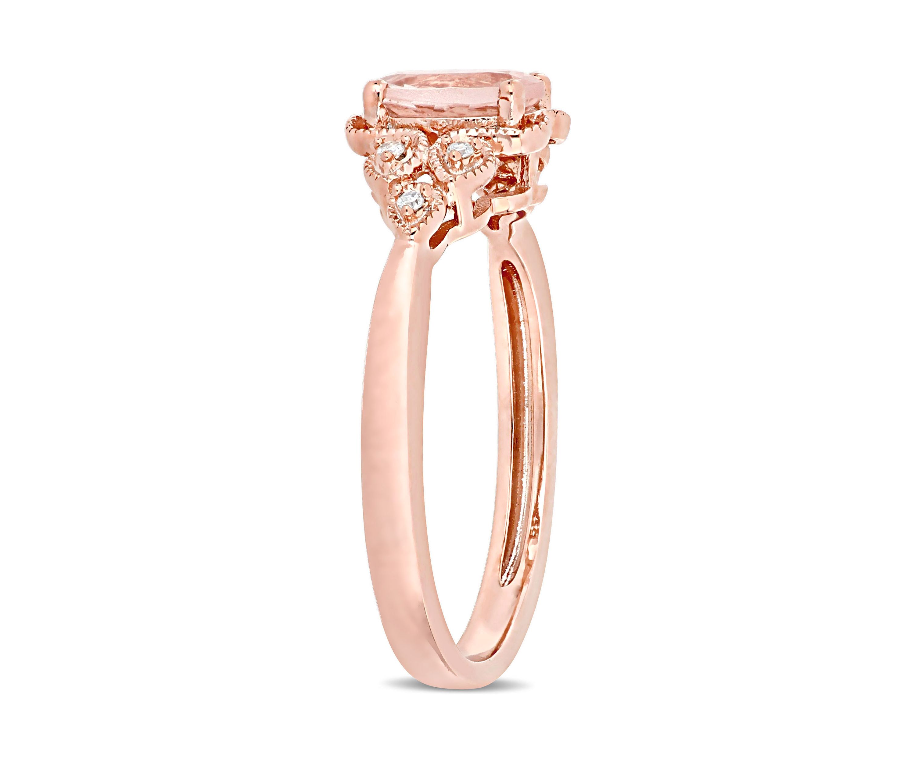3/4 ct. t.w. Morganite and 1/10 ct. t.w. Diamond Filigree Ring in 10k Rose Gold