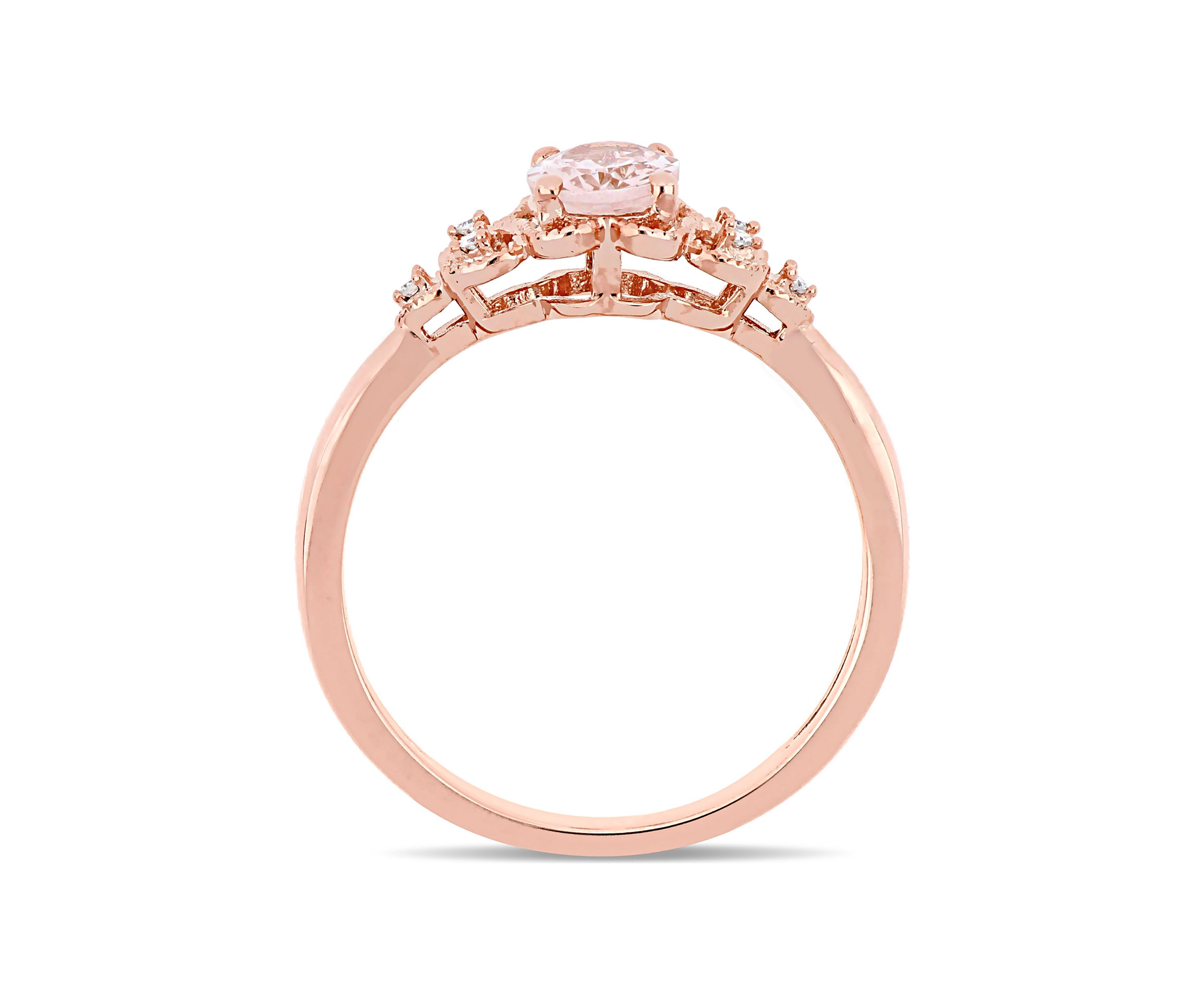 3/4 ct. t.w. Morganite and 1/10 ct. t.w. Diamond Filigree Ring in 10k Rose Gold