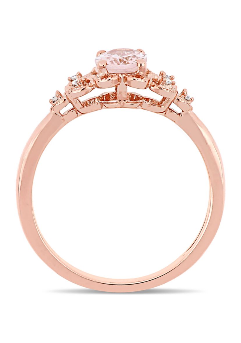 3/4 ct. t.w. Morganite and 1/10 ct. t.w. Diamond Filigree Ring in 10k Rose Gold